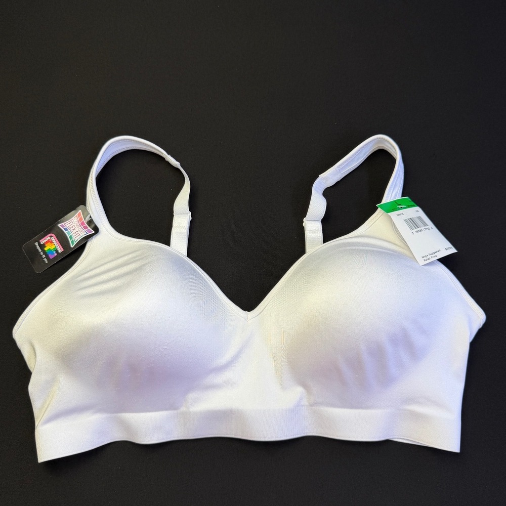 Bali Comfort Flex Fit Wirefree Bra Large White Padded Seamless Wireless DF6549